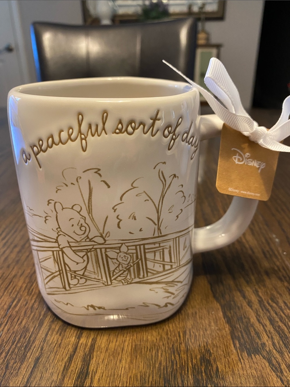 Rae Dunn Disney Cream and Gold Winnie the Pooh Illustration Mug